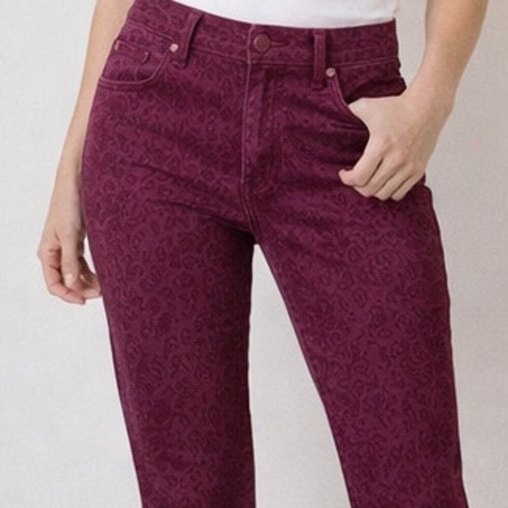 GAP Real Straight Ruby Wine Animal Print Corduroys Size 31 (12)
